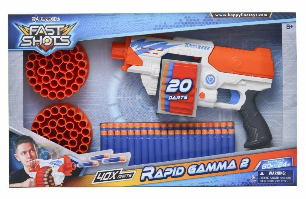 Just Toys Fast Shots Rapid Gamma Set With 40 Foam Darts And Barrils (590075)